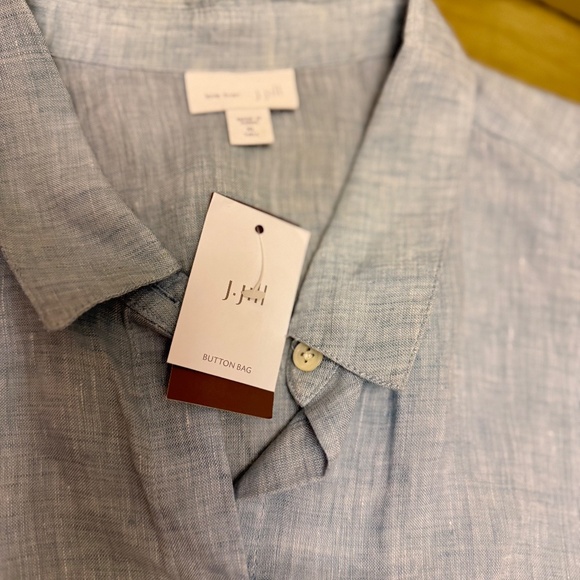 J Jill 100% Love Linen Button Up Blouse Light Blue Long Sleeve Size XL Tall NWT - Picture 4 of 10